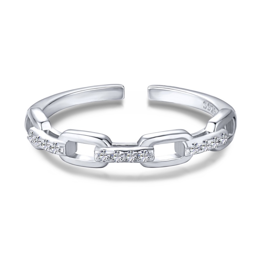 Adjustable Gucci like ring Sterling Silver with zirconia